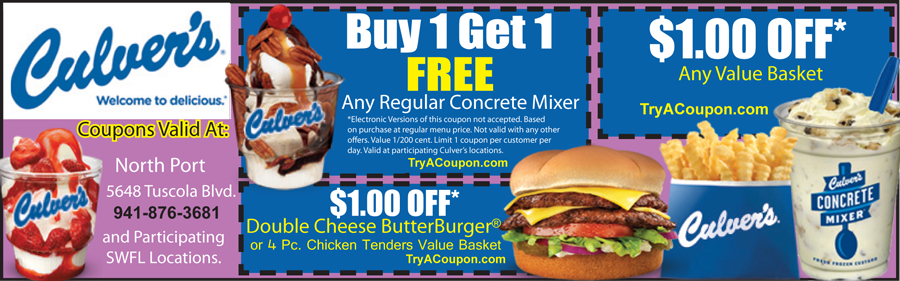 Local Deals Coupons Culvers Coupon North Port Fort Myers Cape Coral Port Charlotte Punta Gorda coupon book